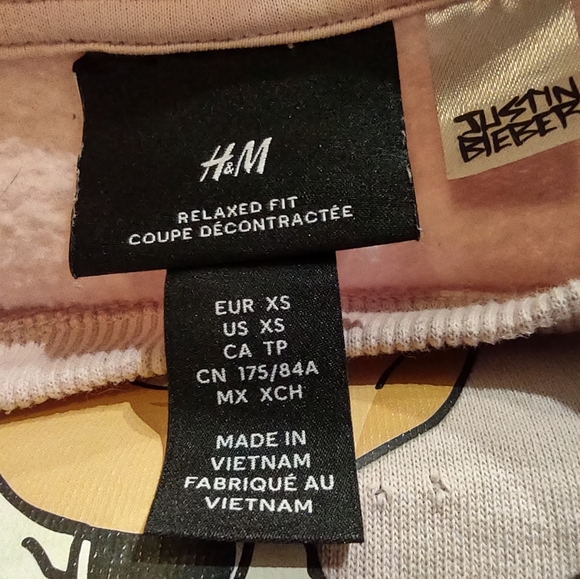 H&M Justin Bieber Light Pink Relaxed Fit Sweatshirt Changes 2020 Size XS - Picture 7 of 11